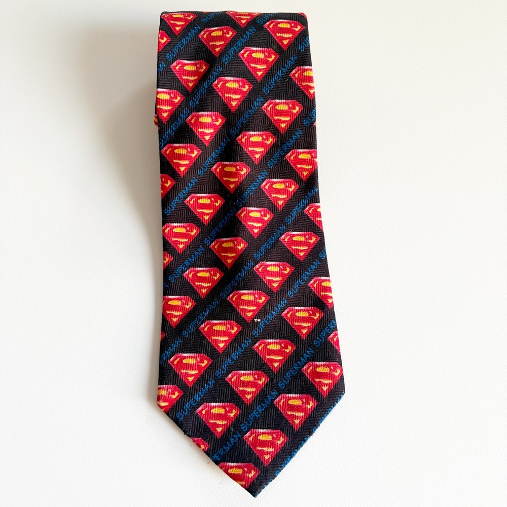 DC Comics Mens Superman Logo Vintage 2001 Superhero Novelty Teacher Necktie Tie